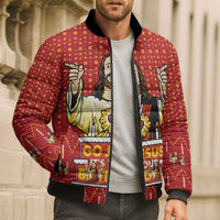 Jesus Birthday Christmas Bomber Puffer Jacket Funny Xmas Holiday Patterns - Wonder Print Shop