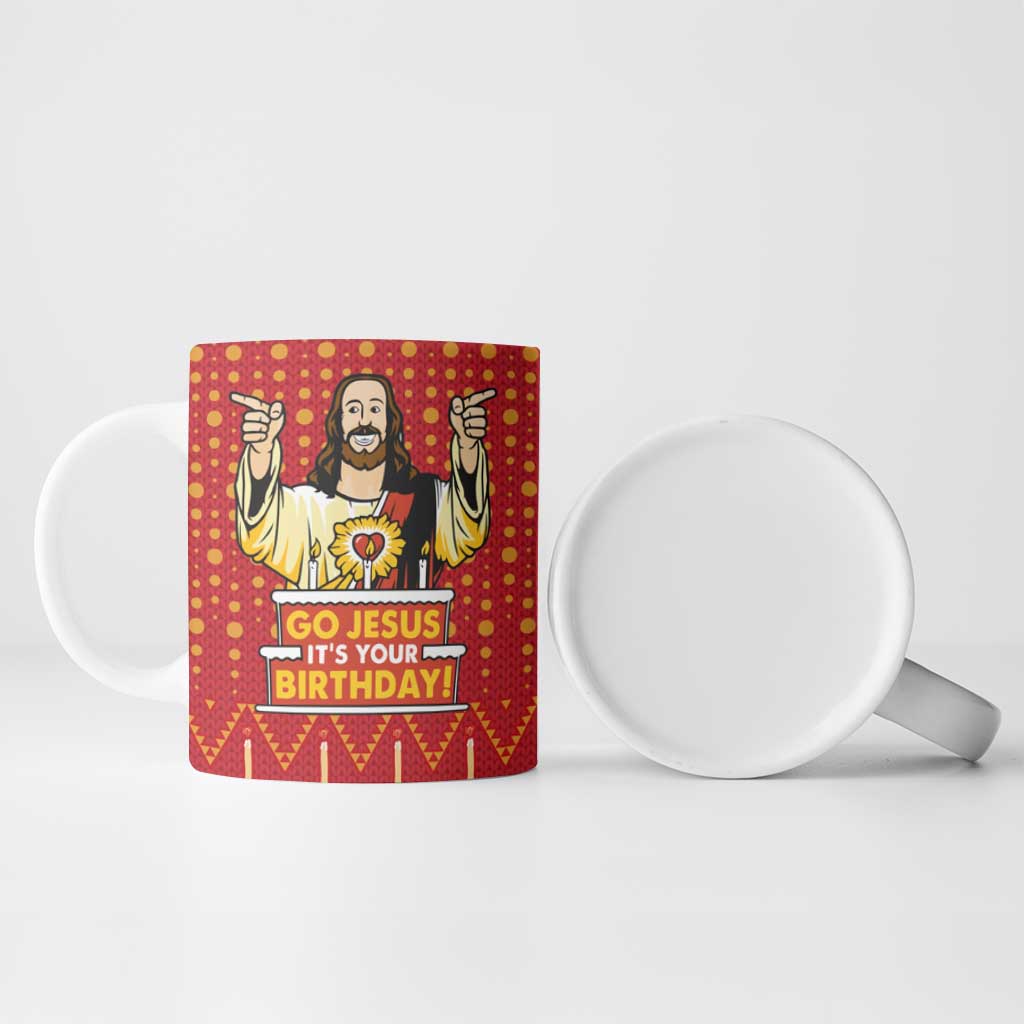 Jesus Birthday Christmas Ceramic Mug Funny Xmas Holiday Patterns - Wonder Print Shop