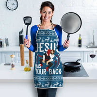 Jesus Has Your Back Jiu Jitsu Christmas Apron Funny Xmas Holiday Patterns - Wonder Print Shop