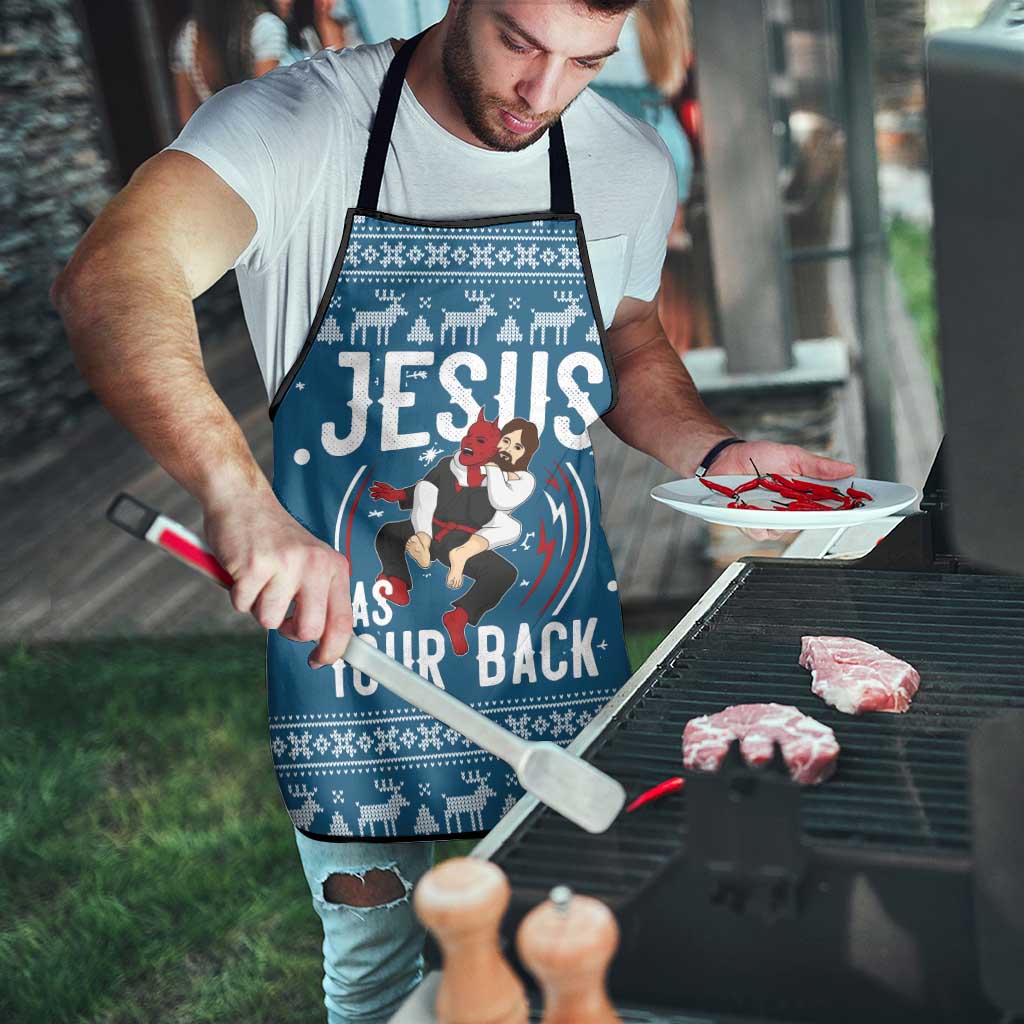 Jesus Has Your Back Jiu Jitsu Christmas Apron Funny Xmas Holiday Patterns - Wonder Print Shop
