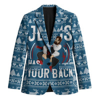 Jesus Has Your Back Jiu Jitsu Christmas Blazer Funny Xmas Holiday Patterns - Wonder Print Shop