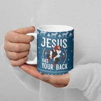 Jesus Has Your Back Jiu Jitsu Christmas Ceramic Mug Funny Xmas Holiday Patterns - Wonder Print Shop