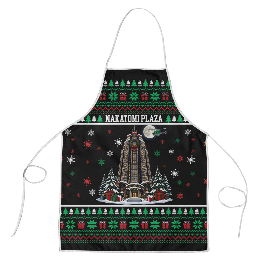 Nakatomi Plaza Christmas Party Apron Retro Skyscraper Reindeer Snowflakes