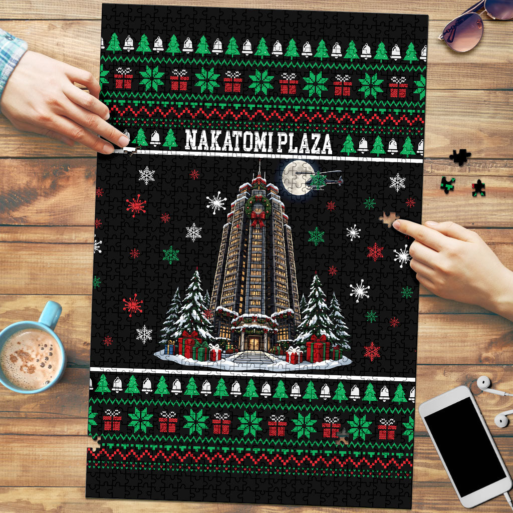 Nakatomi Plaza Christmas Party Puzzle Retro Skyscraper Reindeer Snowflakes