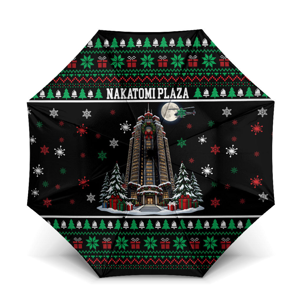 Nakatomi Plaza Christmas Party Umbrella Retro Skyscraper Reindeer Snowflakes