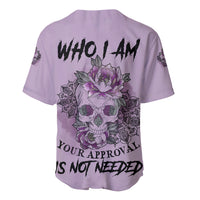 Lavender skull floral baseball jersey, back text graphic and sleeve prints