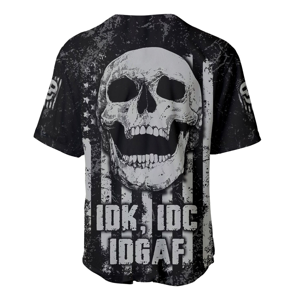 IDGAF Flag Skull Baseball Jersey - Wonder Print Shop