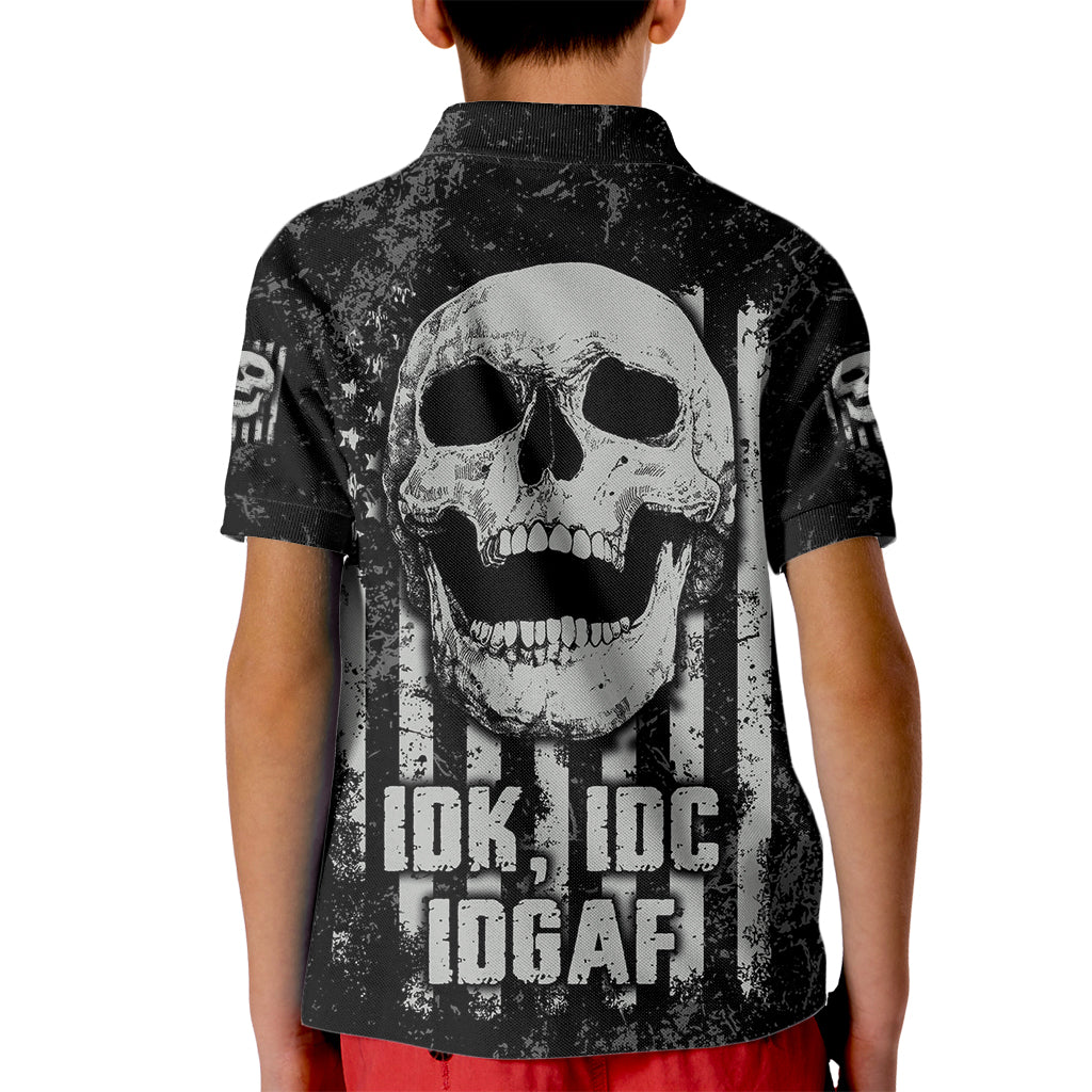 IDGAF Flag Skull Kid Polo Shirt - Wonder Print Shop