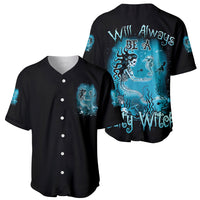 Pair of black mermaid Halloween baseball jerseys, one front buttoned, one with back graphic