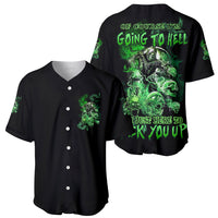 Skull baseball jersey set: black front and back with green skull graphics