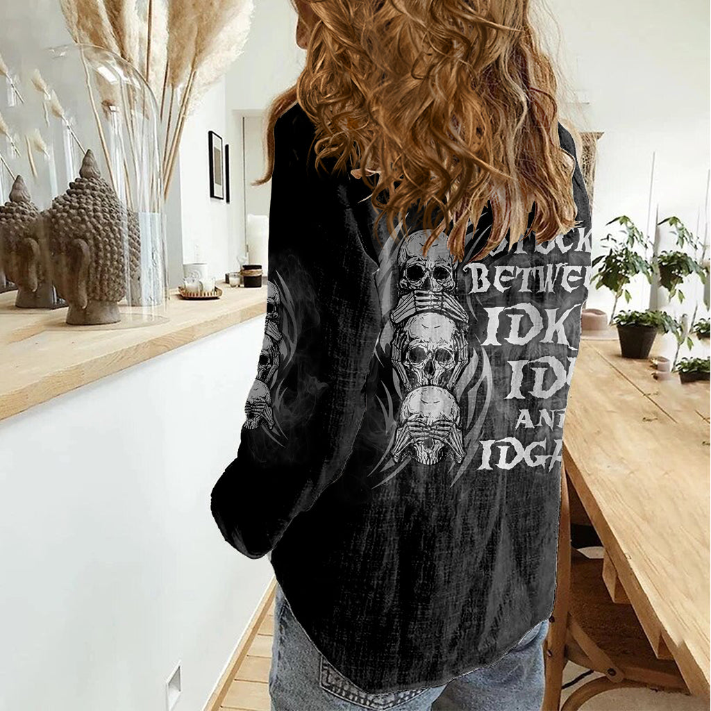 im-never-alone-skull-reaper-women-casual-shirt