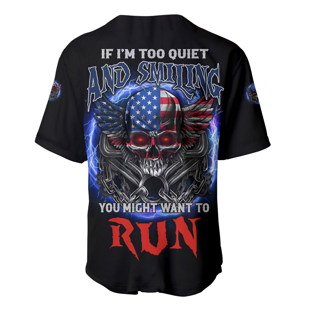 If I'm Too Quiet And Smiling America Skull Wings Baseball Jersey - Wonder Print Shop