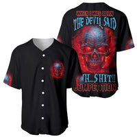 Black baseball jersey showing front and back with skull artwork