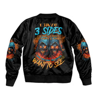 Black bomber jacket with multicolor skull reaper graphic on back