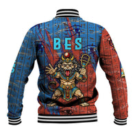 Bes Baseball Jacket Ancient Egyptian Hieroglyphs and Sacred Symbols Ancient Myth - Wonder Print Shop