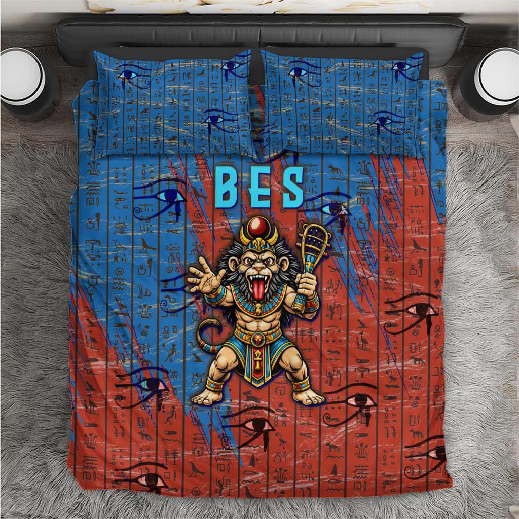 Bes Bedding Set Ancient Egyptian Hieroglyphs and Sacred Symbols Ancient Myth - Wonder Print Shop