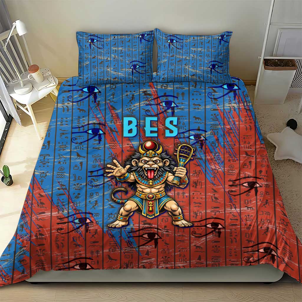 Bes Bedding Set Ancient Egyptian Hieroglyphs and Sacred Symbols Ancient Myth - Wonder Print Shop