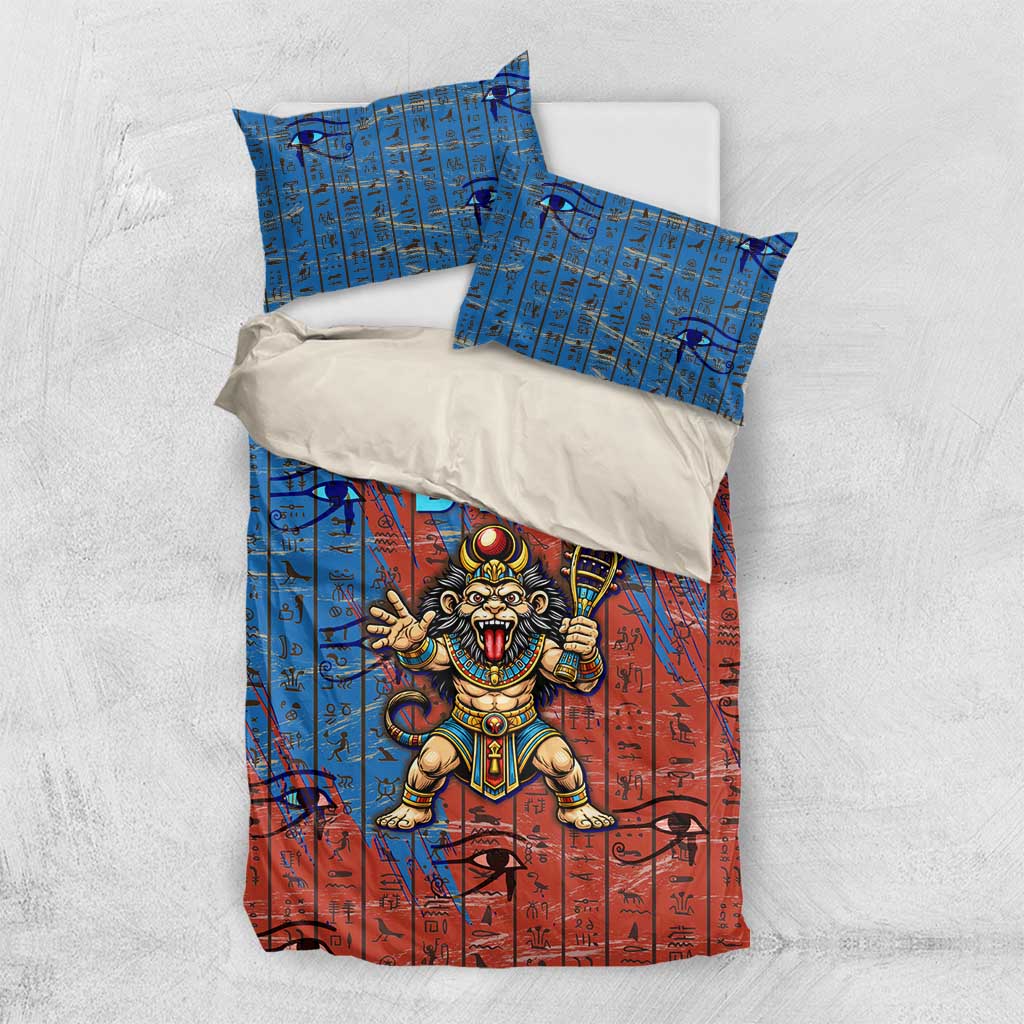 Bes Bedding Set Ancient Egyptian Hieroglyphs and Sacred Symbols Ancient Myth - Wonder Print Shop
