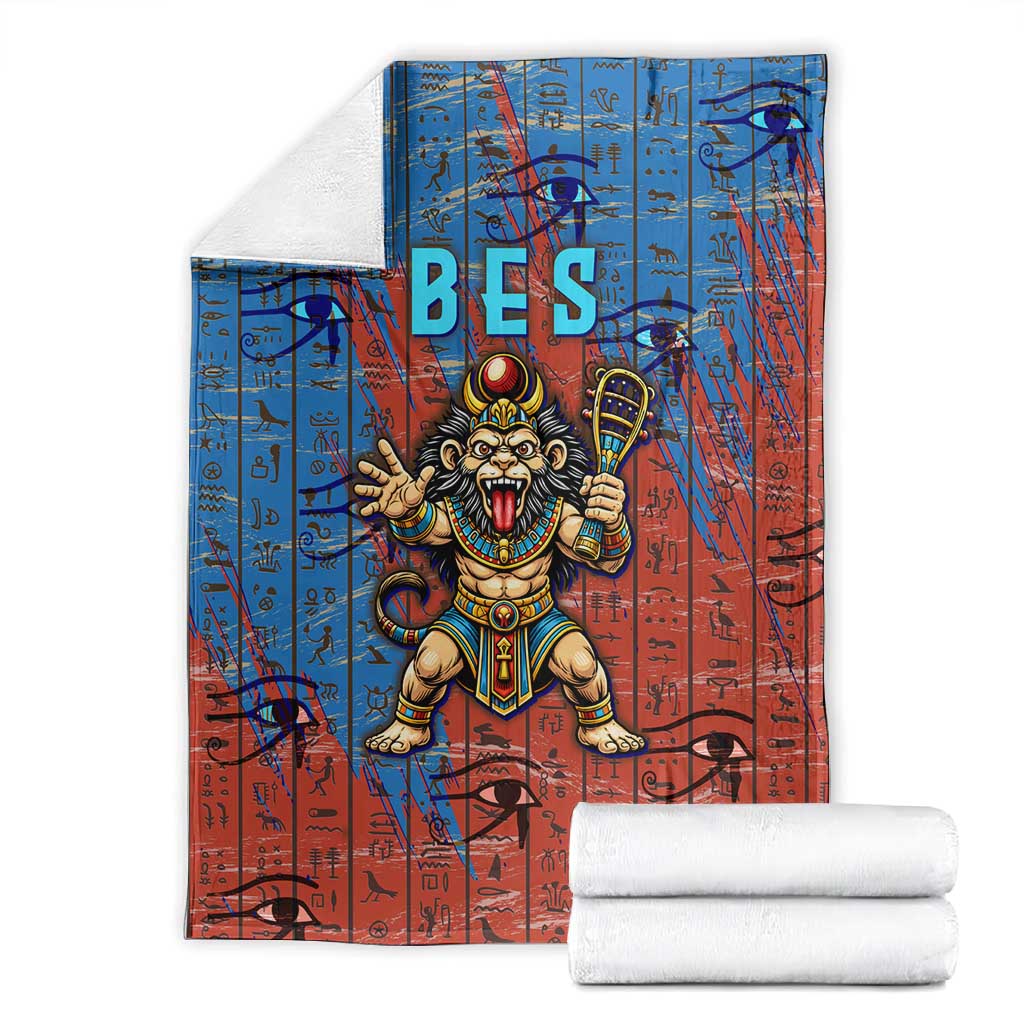 Bes Blanket Ancient Egyptian Hieroglyphs and Sacred Symbols Ancient Myth - Wonder Print Shop