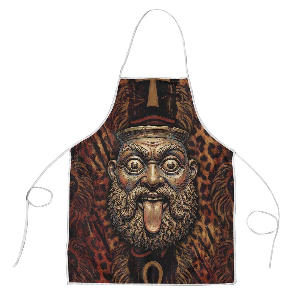 Bes Ancient Egyptian Apron with Leopard Print Ankh and Eye of Horus Egyptian Deity Tribute - Wonder Print Shop