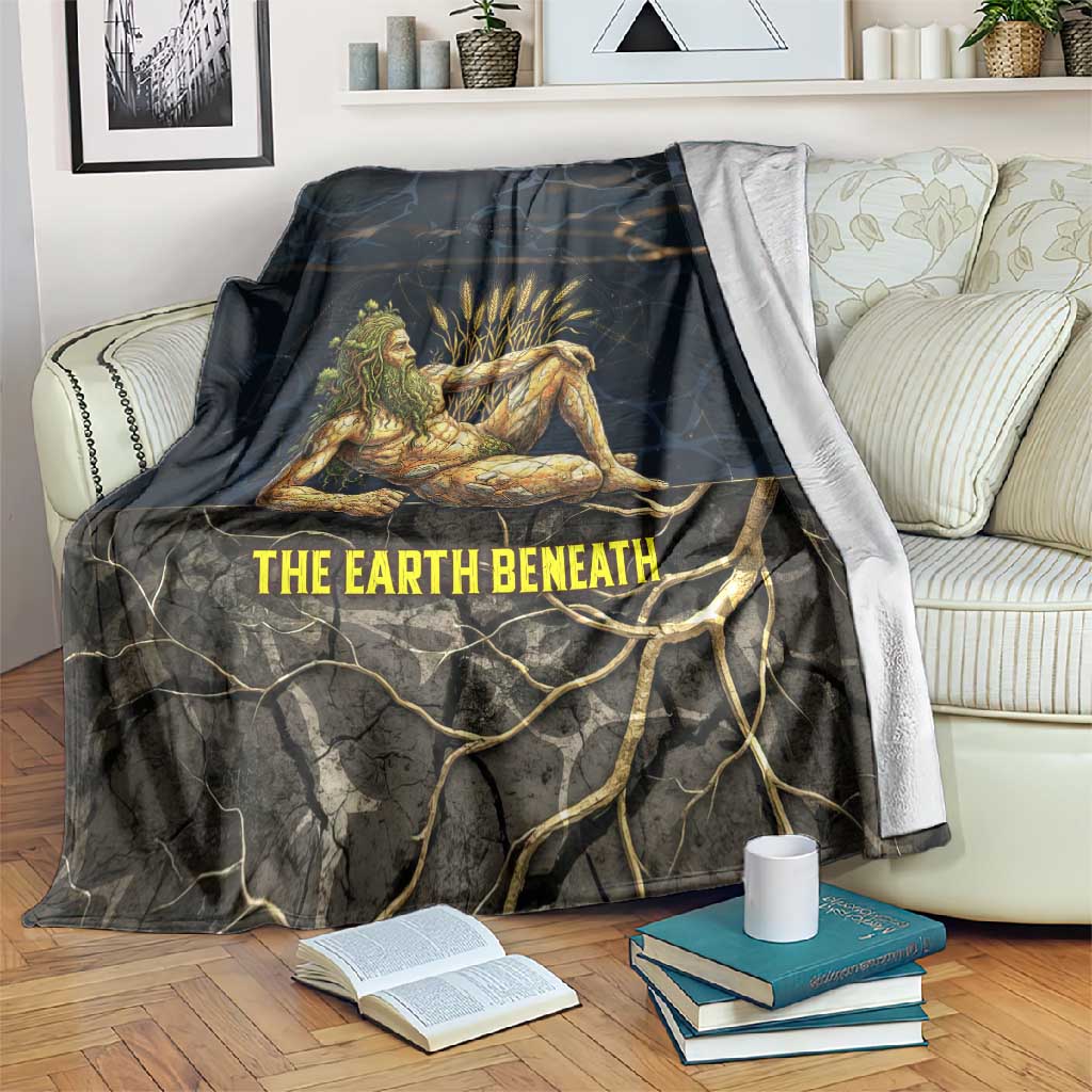 Geb Blanket Ancient Egyptian Cracked Earth and Wheat Illustration Egyptian Earth God - Wonder Print Shop