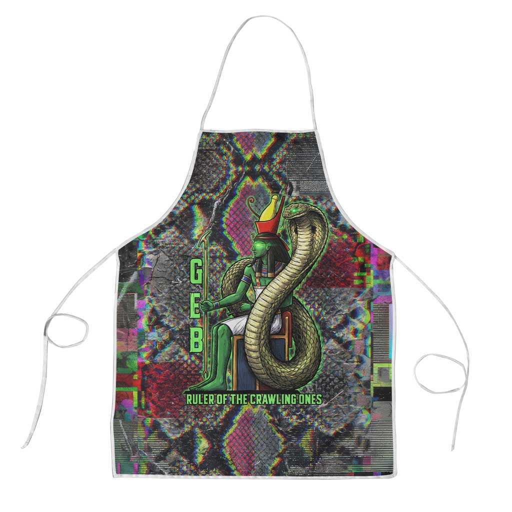 Geb Ancient Egyptian Apron with Serpent Throne and Snake Skin Texture Egyptian Earth God Tribute - Wonder Print Shop