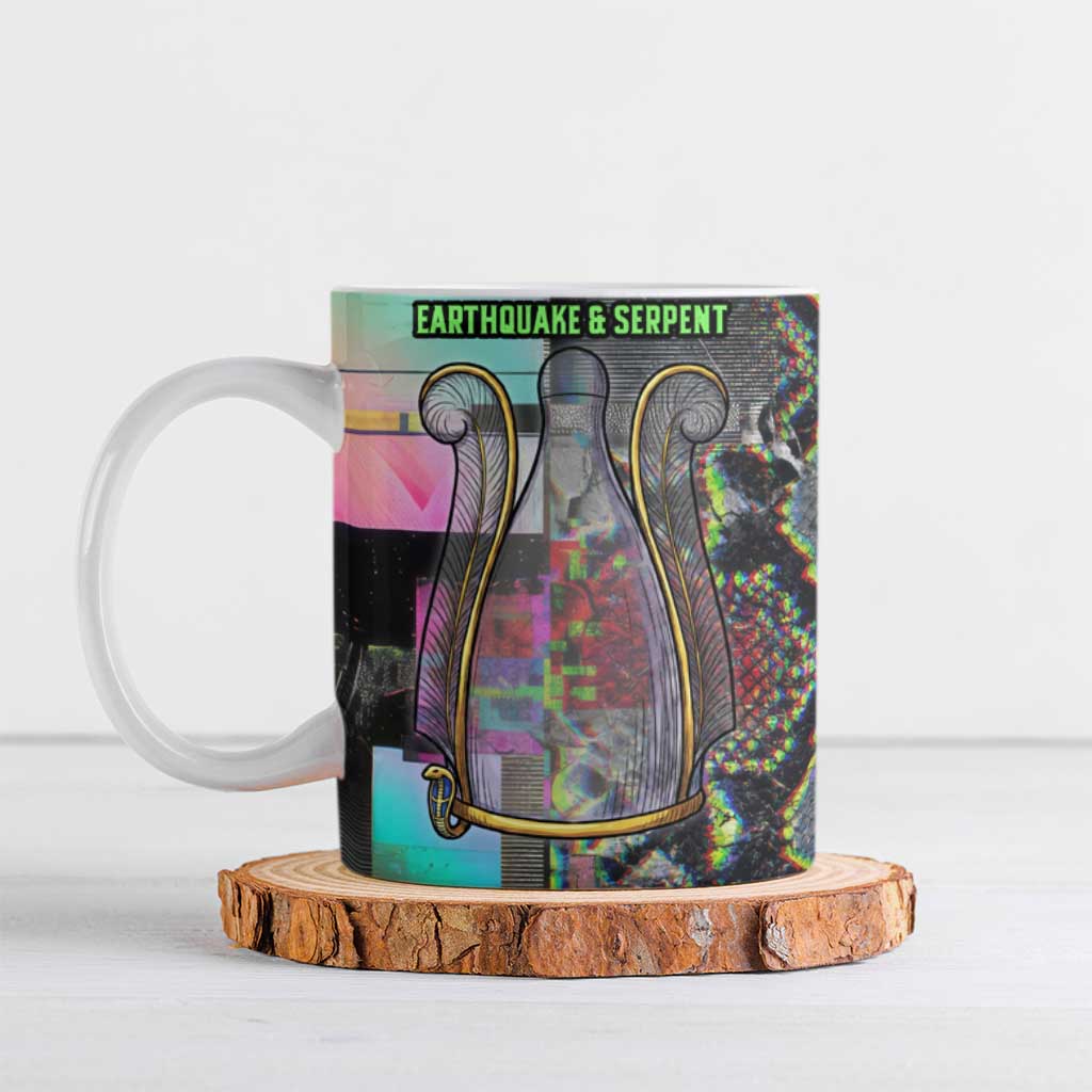 Geb Ancient Egyptian Ceramic Mug with Serpent Throne and Snake Skin Texture Egyptian Earth God Tribute - Wonder Print Shop