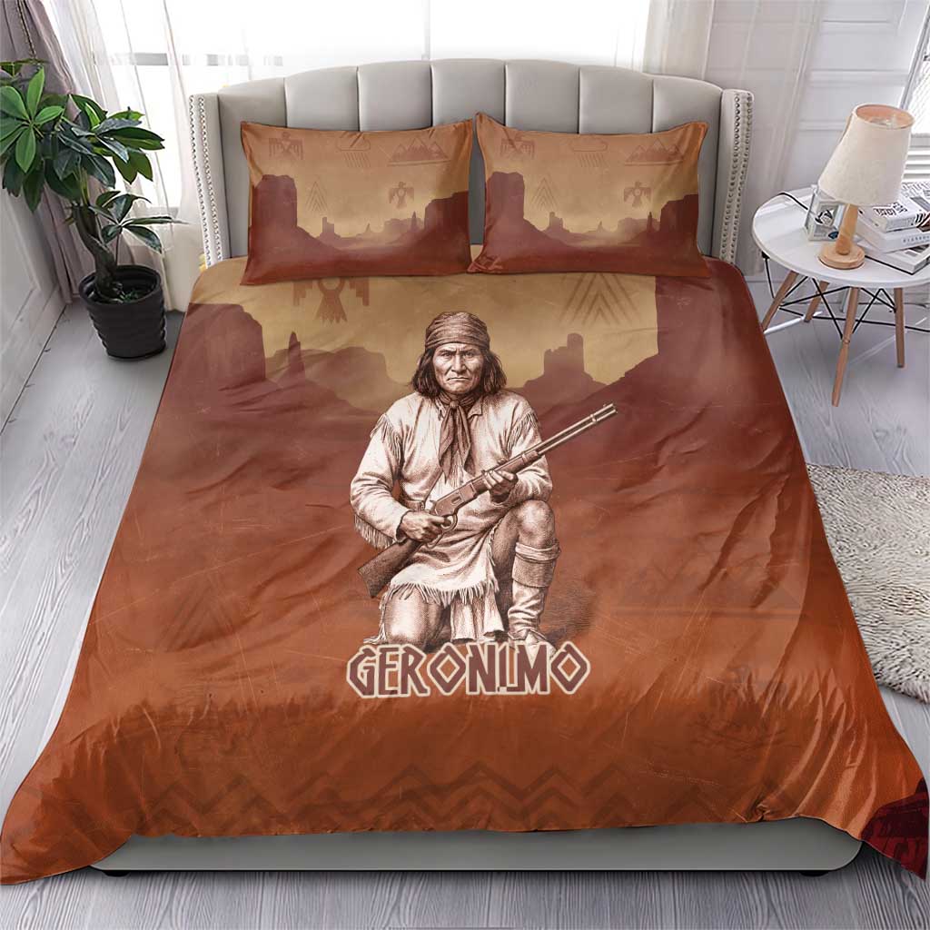 Geronimo Native American Bedding Set Rifle and Desert Landscape Native American Warrior - Wonder Print Shop