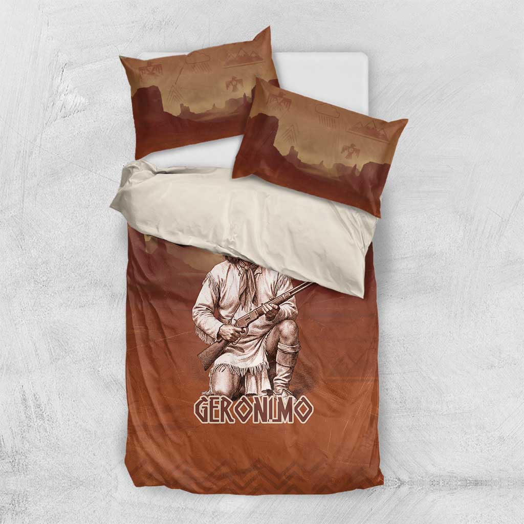 Geronimo Native American Bedding Set Rifle and Desert Landscape Native American Warrior - Wonder Print Shop