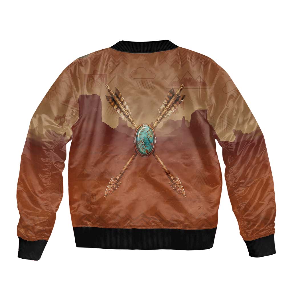 Geronimo Native American Bomber Jacket Rifle and Desert Landscape Native American Warrior - Wonder Print Shop