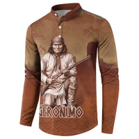 Geronimo Native American Button Sweatshirt Rifle and Desert Landscape Native American Warrior - Wonder Print Shop