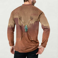Geronimo Native American Button Sweatshirt Rifle and Desert Landscape Native American Warrior - Wonder Print Shop