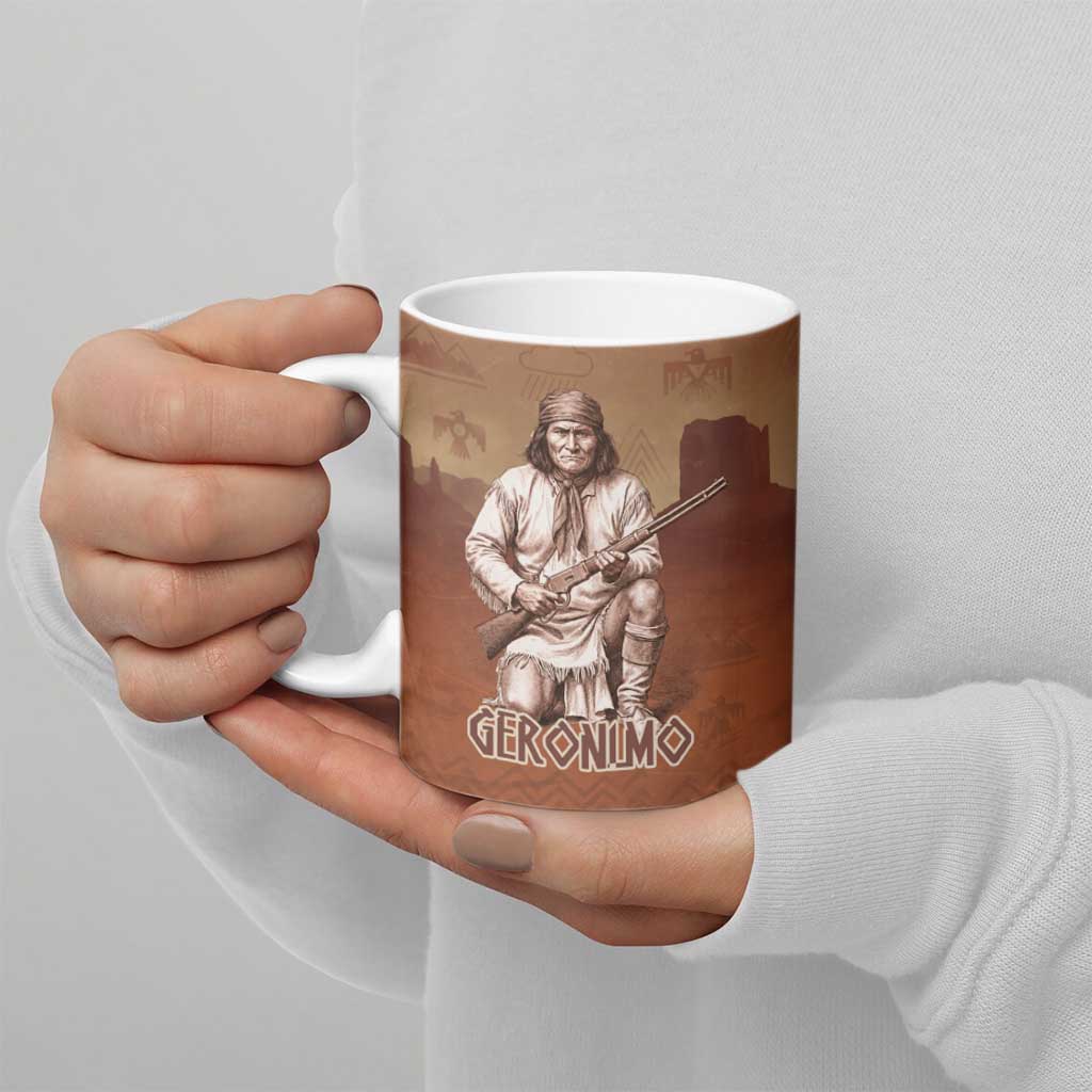 Geronimo Native American Ceramic Mug Rifle and Desert Landscape Native American Warrior - Wonder Print Shop