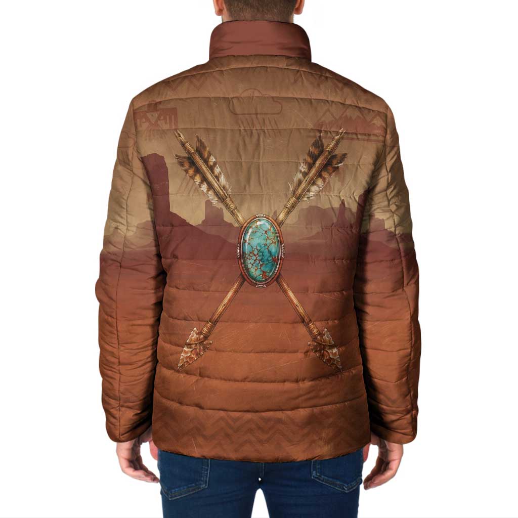 Geronimo Native American Padded Jacket Rifle and Desert Landscape Native American Warrior - Wonder Print Shop