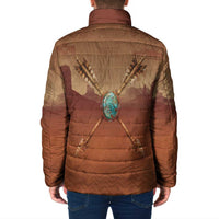Geronimo Native American Padded Jacket Rifle and Desert Landscape Native American Warrior - Wonder Print Shop