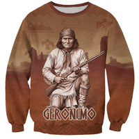 Geronimo Native American Sweatshirt Rifle and Desert Landscape Native American Warrior - Wonder Print Shop