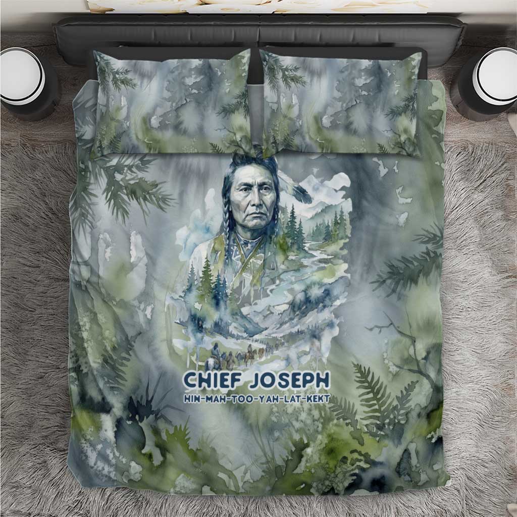 Chief Joseph Native American Bedding Set Tribal Heart Symbol Inspirational Quote Will Fight No More Forever - Wonder Print Shop