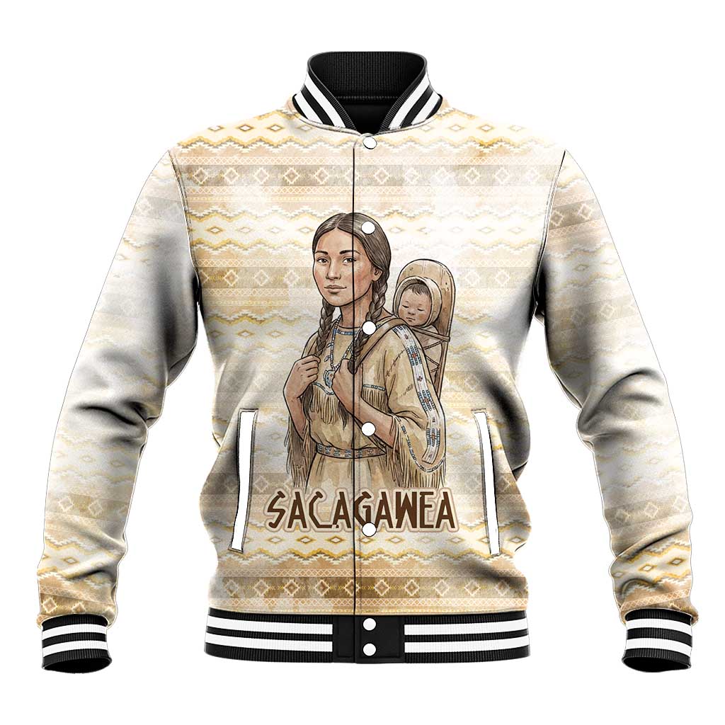 Sacagawea Native American Baseball Jacket River Journey Scene Inspirational Quote Lead with Your Heart - Wonder Print Shop