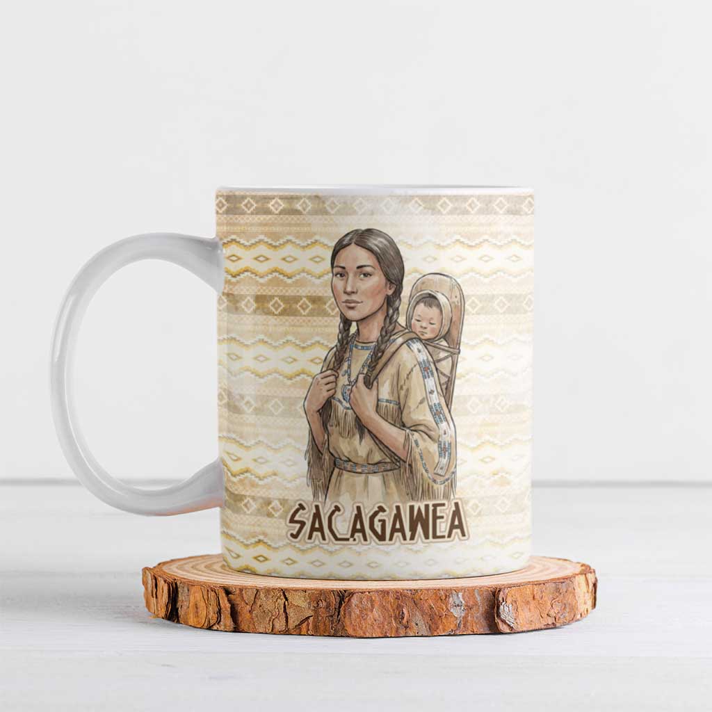 Sacagawea Native American Ceramic Mug River Journey Scene Inspirational Quote Lead with Your Heart - Wonder Print Shop