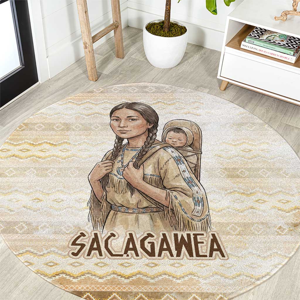 Sacagawea Native American Round Carpet River Journey Scene Inspirational Quote Lead with Your Heart - Wonder Print Shop