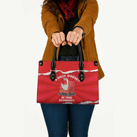 Silly Goose Leather Bag with Newspaper and Armchair Pattern