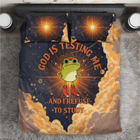 Grumpy Frog Bedding Set with Refuse to Study Quote and Starburst Pattern