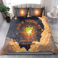 Grumpy Frog Bedding Set with Refuse to Study Quote and Starburst Pattern