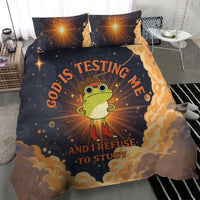 Grumpy Frog Bedding Set with Refuse to Study Quote and Starburst Pattern