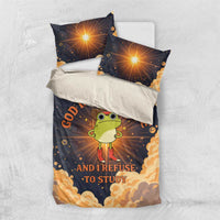 Grumpy Frog Bedding Set with Refuse to Study Quote and Starburst Pattern