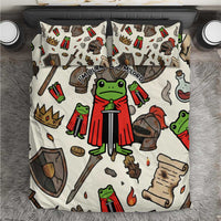 Funny Cartoon Knight Frog Bedding Set Medieval Mood Meme
