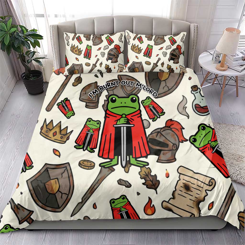 Funny Cartoon Knight Frog Bedding Set Medieval Mood Meme