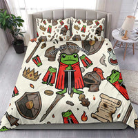 Funny Cartoon Knight Frog Bedding Set Medieval Mood Meme