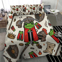 Funny Cartoon Knight Frog Bedding Set Medieval Mood Meme
