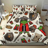 Funny Cartoon Knight Frog Bedding Set Medieval Mood Meme
